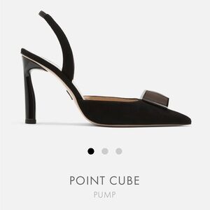 Paul Andrew point cube black satin pump NWT size 38